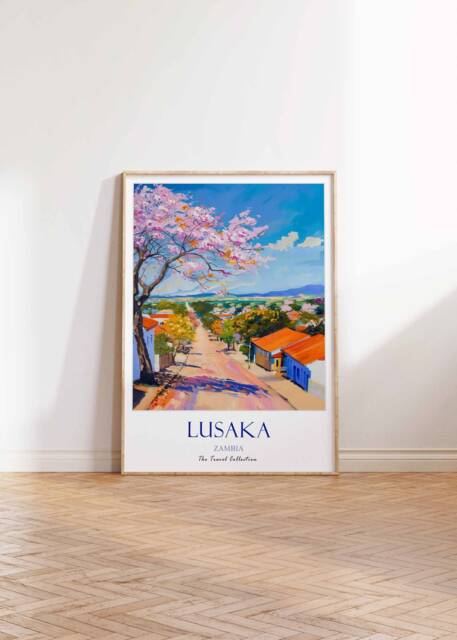 Lusaka Poster, Zambia Beach Travel History African Print, Art, Art Print - image 1