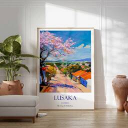Lusaka Poster, Zambia Beach Travel History African Print, Art, Art Print - thumbnail 2
