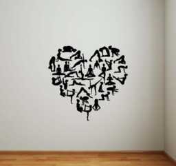 Yoga Wall Decal Vinyl Sticker Fitness Studio Pose Heart Sport Gym Interior Home Removable Decor - 13F1T - thumbnail 1