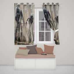 Futuristic Black Robots On Concrete Wall Graffiti Distinctive Artistic Home Decor Readymade Eyelet Ring Top Thermal 100% Blackout Curtains - thumbnail 2