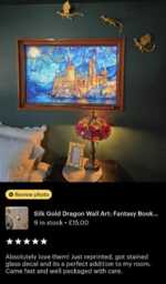 Silk Gold Dragon Wall Art Fantasy Bookshelf Decor - Set Of 3 - thumbnail 3