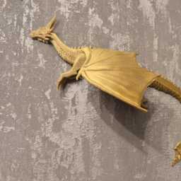 Silk Gold Dragon Wall Art Fantasy Bookshelf Decor - Set Of 3 - thumbnail 4