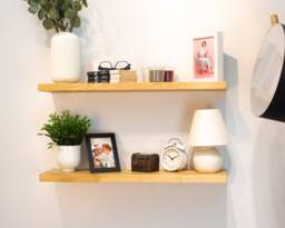 Kitchen Shelf, Floating Shelves, Bathroom Organization, Book Modern Wooden Shelf - thumbnail 1