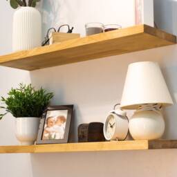 Kitchen Shelf, Floating Shelves, Bathroom Organization, Book Modern Wooden Shelf - thumbnail 2