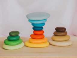 Stacking Pebble Set, Waldorf Toys, Open Ended Play, Wooden Stone, Rock, Balancing Montessori Block Building Set