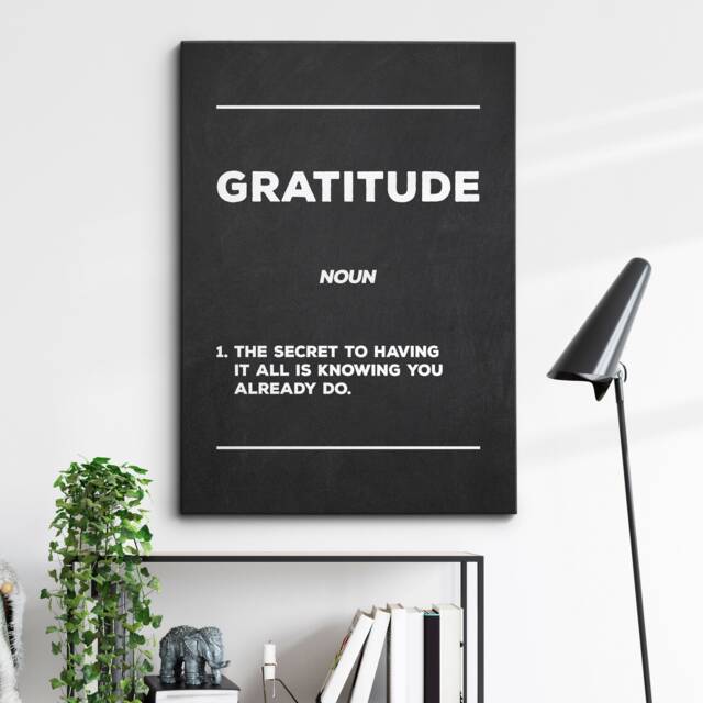 Gratitude Definition Quote Entrepreneur Motivational Inspirational, Framed Canvas Wall Art Poster Print, Home Office & Room Decor, Gift Idea - image 1