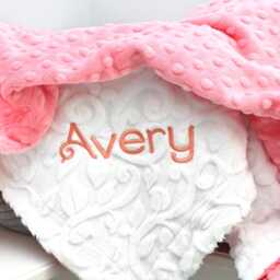 Personalized Baby Blanket Girl-Coral Minky Girl Blanket-Custom Blanket-Personalized Blanket For Girl-Baby Shower Gift Coral - thumbnail 4