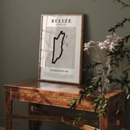Belize Map Vintage Abstract Wall Art Print Picasso + Matisse Inspired Travel Poster - thumbnail 2
