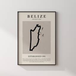 Belize Map Vintage Abstract Wall Art Print Picasso + Matisse Inspired Travel Poster - thumbnail 1