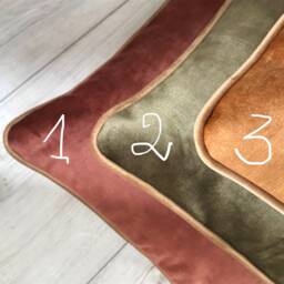 Velvet Pillow Cover With Piping Chestnut, Caramel, Olive Green - thumbnail 3