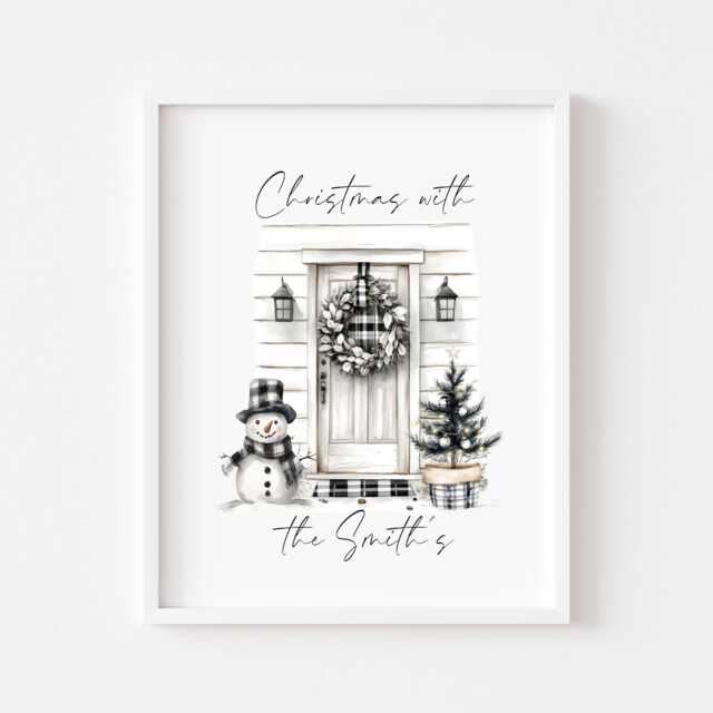 Personalised Christmas Family Name Print Festive Holiday Wall Art - Unframed - image 1