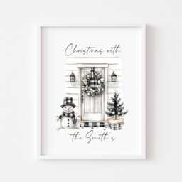 Personalised Christmas Family Name Print Festive Holiday Wall Art - Unframed - thumbnail 1
