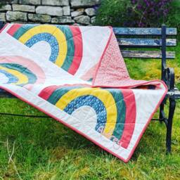Custom Made Boho Rainbow Baby Quilt Blanket, You Choose The Fabrics. Can Be Personalised. Bespoke Gift - thumbnail 1