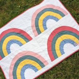 Custom Made Boho Rainbow Baby Quilt Blanket, You Choose The Fabrics. Can Be Personalised. Bespoke Gift - thumbnail 2