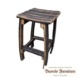 Whiskey Barrel Bar Table With Shelves & 4 Stools - Oak Home Set - thumbnail 4