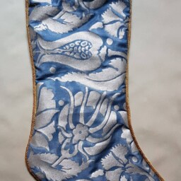 Luxury Christmas Stocking Fortuny Fabric Midnight Blue & Silver Melagrana Pattern - Made in Italy - thumbnail 2