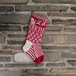 Santa's Sleigh Christmas Stocking - Hand Knit, Fair Isle, Vintage Inspired Knit With The Wind - thumbnail 1
