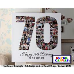 70Th Birthday Number 70 Personalised Picture Photo Collage Framed Canvas Print Mum Dad Nana Grandad Grandma Friend Gift - thumbnail 2