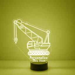 Light Up Construction Crane, Custom Engraved Night Light, Personalized Free, 16 Color Options With Remote Control, Kids Room Crane - thumbnail 4