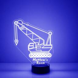 Light Up Construction Crane, Custom Engraved Night Light, Personalized Free, 16 Color Options With Remote Control, Kids Room Crane - thumbnail 1
