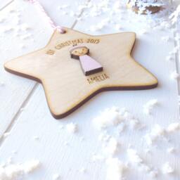 Baby Girl's First Christmas Star - Baby's Christmas Personalised Tree Decoration - thumbnail 3