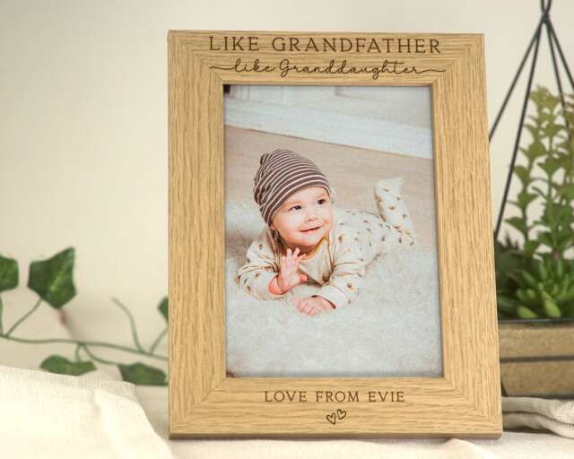 Like Grandfather Granddaughter Gift - Photo Frame For Grandad Grandpa From Engraved Custom For 7x5 Or 6x4 Picture - image 1