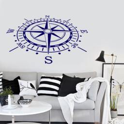 Wall Vinyl Decal Compass 3D Ornament Nautical Marine Science Traveling Modern Beach Home Decor - #1122Dz - thumbnail 2