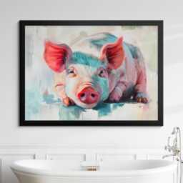 Pig Abstract Pastel Oil Painting Framed Print & Canvas Large Luxury Animal Wall Art Poster Home Decor Interior Lover Gifts - thumbnail 4