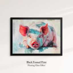 Pig Abstract Pastel Oil Painting Framed Print & Canvas Large Luxury Animal Wall Art Poster Home Decor Interior Lover Gifts - thumbnail 2