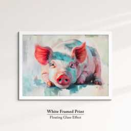 Pig Abstract Pastel Oil Painting Framed Print & Canvas Large Luxury Animal Wall Art Poster Home Decor Interior Lover Gifts - thumbnail 3