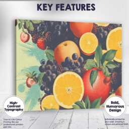 Vintage Mixed Citrus Berry Fruit Collage Canvas Wall Art Print Decor Picture Ready To Hang - thumbnail 1