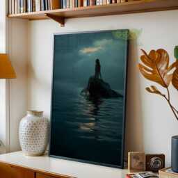 Moody Mermaid Wall Art, Dreamy Ocean Fantasy Print, Dark Coastal Sea Artwork, Mermaidcore Decor, Atmospheric Nautical Poster - thumbnail 2