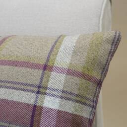 Cosy Checked Xl Rectangular Cushion in Heather. Double Sided. 23X15 - thumbnail 3