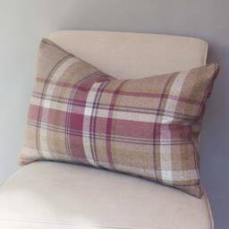 Cosy Checked Xl Rectangular Cushion in Heather. Double Sided. 23X15