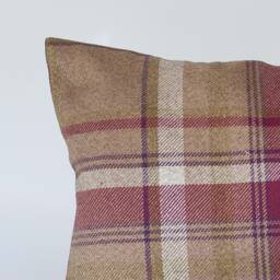 Cosy Checked Xl Rectangular Cushion in Heather. Double Sided. 23X15 - thumbnail 2