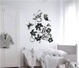 Floral Butterfly's Vinyl Wall Art, Decal, Sticker, Transfer, Mural, Decor, Rent Friendly, Interior, Exterior, Full Removable, - 0946 - thumbnail 1