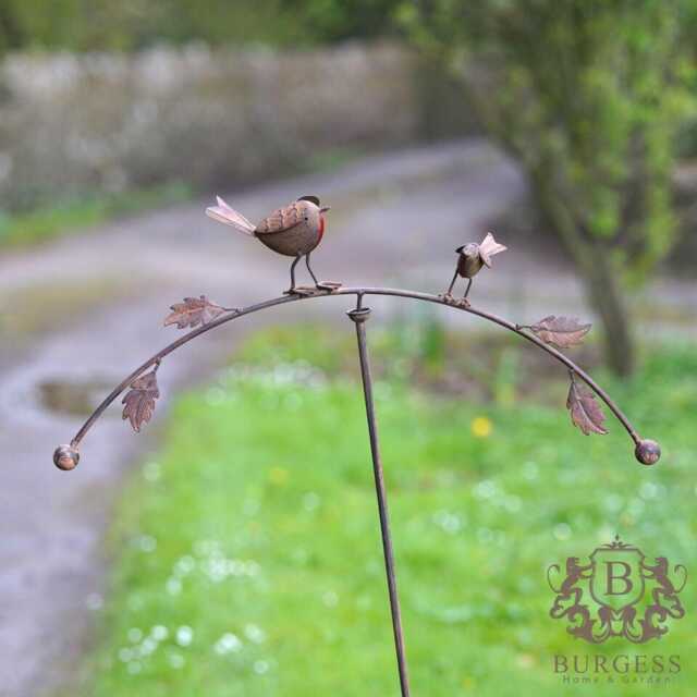 Robin Balancer Metal Stake - Large British Bird Garden Ornament Outdoor Decor - image 1