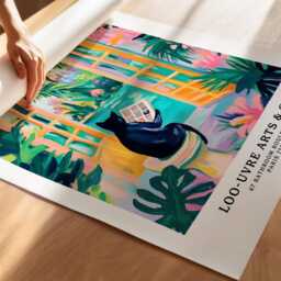 Black Cat On A Toilet Poster, Matisse Print, Funny Bathroom Wall Art, Colourful Dopamine Decor, Mid Century Modern Henri Style - thumbnail 3