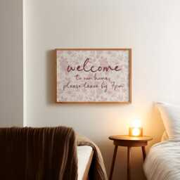 Welcome To Our Home Please Leave By 7Pm Funny Wall Art Print, Humorous Quote Poster, Mid Century Flower Hallway Entryway Art, Vintage Retro - thumbnail 2