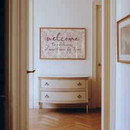 Welcome To Our Home Please Leave By 7Pm Funny Wall Art Print, Humorous Quote Poster, Mid Century Flower Hallway Entryway Art, Vintage Retro - thumbnail 3