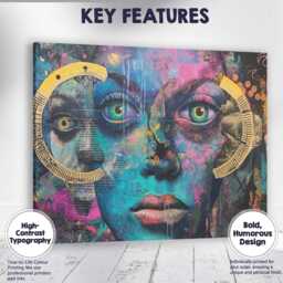 Colourful Urban Graffiti Woman Face Contemporary Abstract Portrait Canvas Wall Art Print Decor Picture Ready To Hang - thumbnail 1