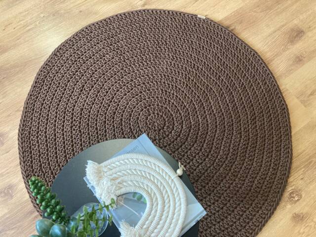 Handmade Crochet Round Rug Braided Cotton Scandinavian Style - image 1