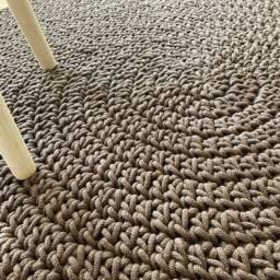 Handmade Crochet Round Rug Braided Cotton Scandinavian Style - thumbnail 3