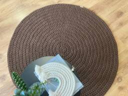 Handmade Crochet Round Rug Braided Cotton Scandinavian Style - thumbnail 1