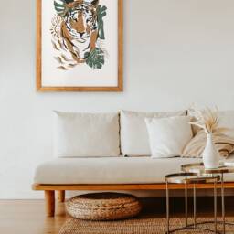 Jungle Tiger Print - Tropical Tiger, Botanical Animal Print, Leaves, Wild Child, Animal, Safari Bedroom, Boho Wall Art - thumbnail 3