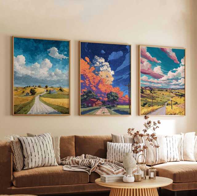 Set Of 3 Kansas Posters, Usa Wall Art Prints, Travel Poster Set, Midwest Landscape Prairie Decor - image 1