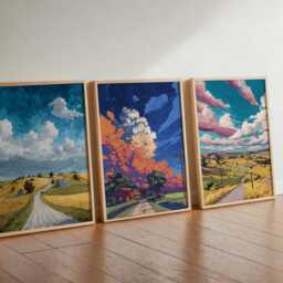 Set Of 3 Kansas Posters, Usa Wall Art Prints, Travel Poster Set, Midwest Landscape Prairie Decor - thumbnail 2