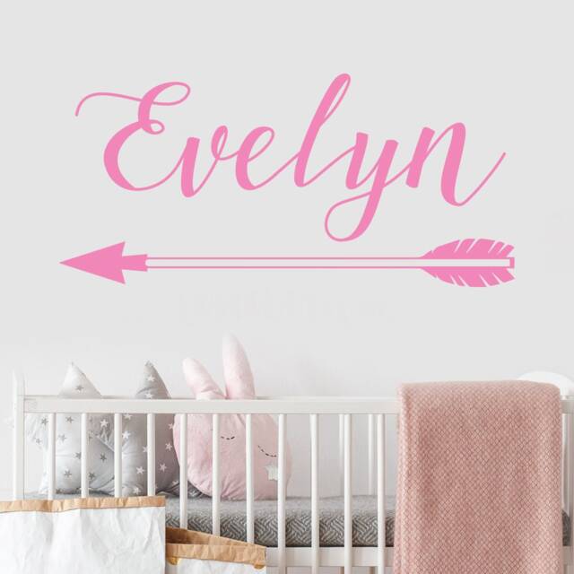 Personalized Name Wall Decal - Girl's Nursery Decor, Arrow Design Dm138 - image 1