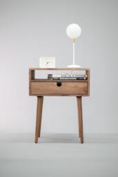 Mid Century Nightstand Bedside Table With Drawer in Solid Walnut Wood - thumbnail 1