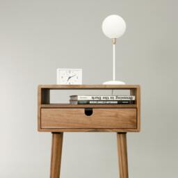 Mid Century Nightstand Bedside Table With Drawer in Solid Walnut Wood - thumbnail 3
